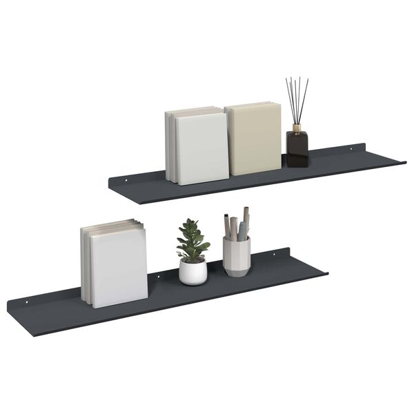 vidaXL &Eacute;tag&egrave;re flottante 2 pcs Anthracite 80 x 18 x 2,5 cm Acier