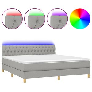 vidaXL Sommier &agrave; lattes de lit matelas LED Gris clair 160x200 cm Tissu