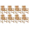vidaXL Chaises de jardin avec coussins lot de 8 Bois d'acacia solide