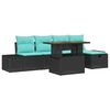 vidaXL Ensemble de canap&eacute; de jardin 6 pc Noir polyrotin