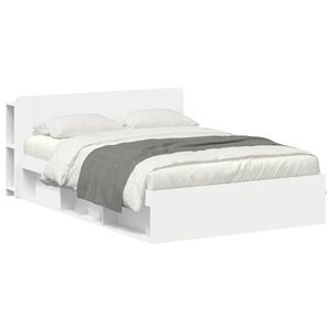vidaXL Cadre de lit avec rangement avec t&ecirc;te de lit Blanc 150 x 200 cm