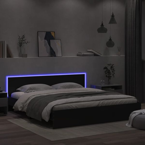 vidaXL Cadre de lit avec LED sans matelas noir 180x200 cm