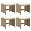 vidaXL Tabourets de jardin lot de 4 avec coussins R&eacute;sine tress&eacute;e Beige