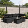 vidaXL Salon de jardin 7 pcs avec coussins noir r&eacute;sine tress&eacute;e