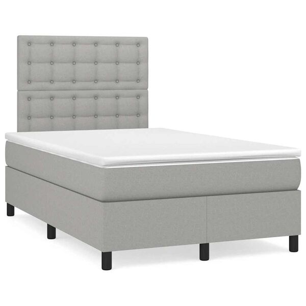 vidaXL Sommier &agrave; lattes de lit et matelas gris clair 120x190 cm tissu