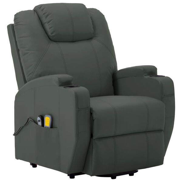 vidaXL Fauteuil de massage Anthracite Similicuir