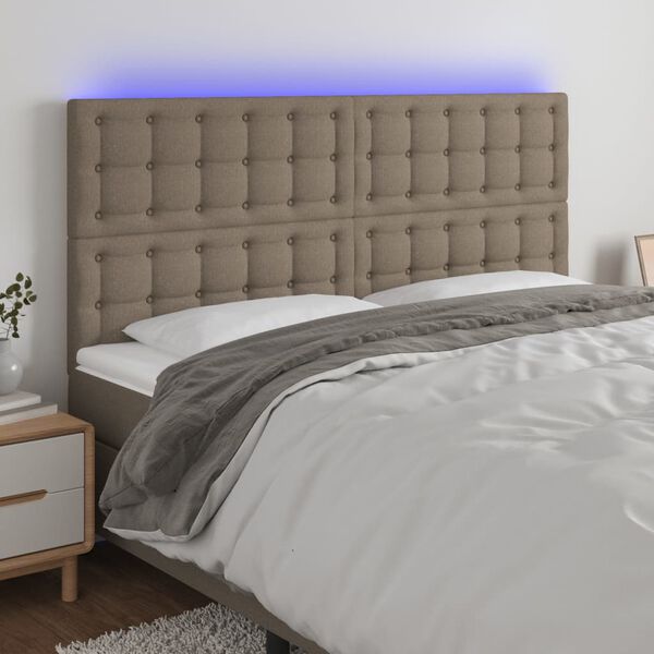vidaXL T&ecirc;te de lit &agrave; LED Taupe 200x5x118/128 cm Tissu