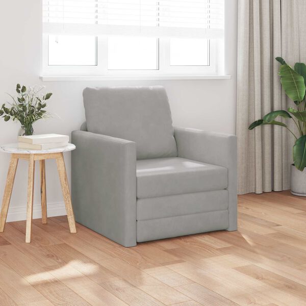 vidaXL Canap&eacute;-Lit 60cm Gris clair Velours