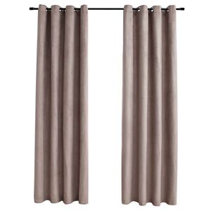vidaXL Rideaux occultants avec anneaux en m&eacute;tal 2 pcs Taupe 140x245 cm