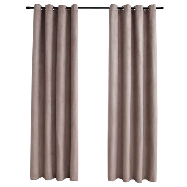 vidaXL Rideaux occultants avec anneaux en m&eacute;tal 2 pcs Taupe 140x245 cm