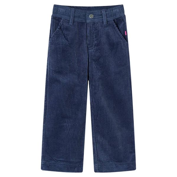 Pantalons pour enfants velours c&ocirc;tel&eacute; bleu marine 128