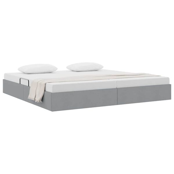 vidaXL Lit de Rangement avec matelas Gris clair 200 x 200 cm tissu