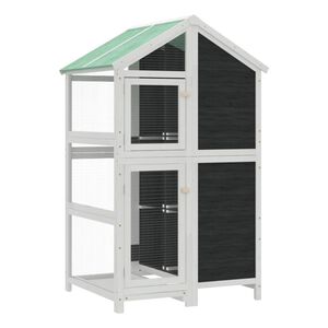 vidaXL Maison &agrave; oiseaux gris 97x81x152 cm bois massif de pin