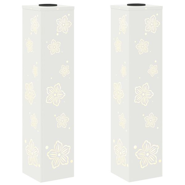 vidaXL Lumi&egrave;re de chemin LED solaire 2 pcs Blanc Acier lamin&eacute; &agrave; froid