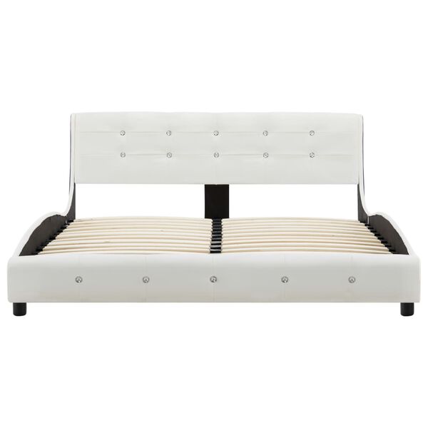 vidaXL Lit avec matelas Blanc Similicuir 140x200 cm