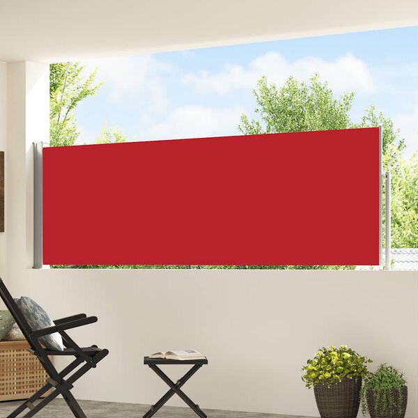 vidaXL Auvent lat&eacute;ral r&eacute;tractable de patio 100x500 cm Rouge