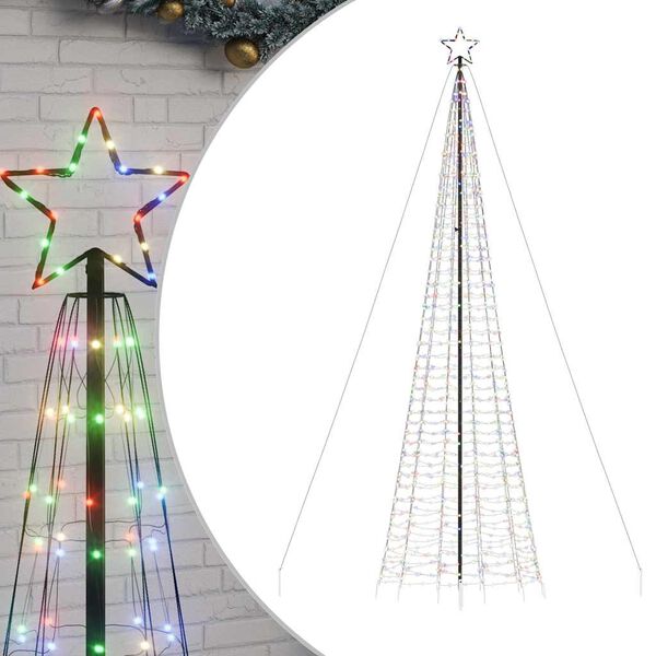 vidaXL Sapin de No&euml;l &agrave; LED avec piquets 1534 LED color&eacute;es 500 cm