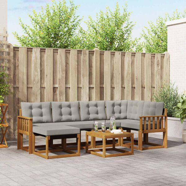 vidaXL Ensemble de canap&eacute;s d'ext&eacute;rieur 7 pcs Gris Naturel et Clair