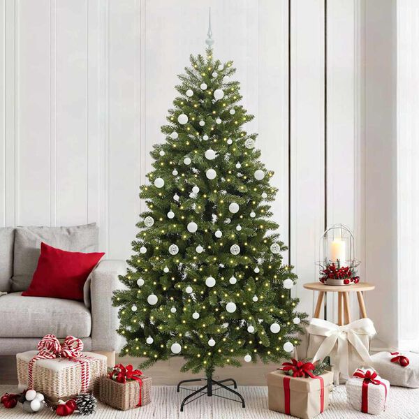 vidaXL Sapin de No&euml;l artificiel avec 300 LED Vert 210 cm PVC et m&eacute;tal