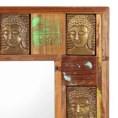 vidaXL Miroir avec revêtement Bouddha 80x50 cm Bois de récupération