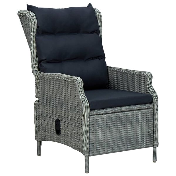 vidaXL Chaise inclinable de jardin coussins R&eacute;sine tress&eacute;e Gris clair