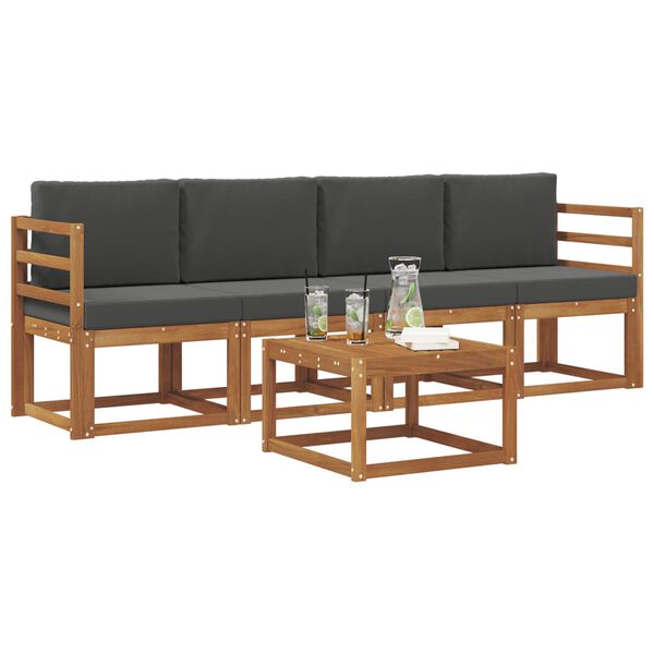 vidaXL Ensemble de canap&eacute;s d'ext&eacute;rieur 5 pcs Naturel et Anthracite