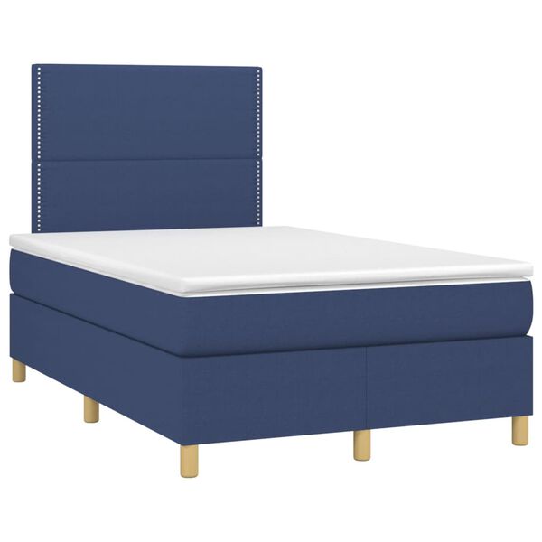 vidaXL Sommier &agrave; lattes de lit avec matelas Bleu 120x200 cm Tissu