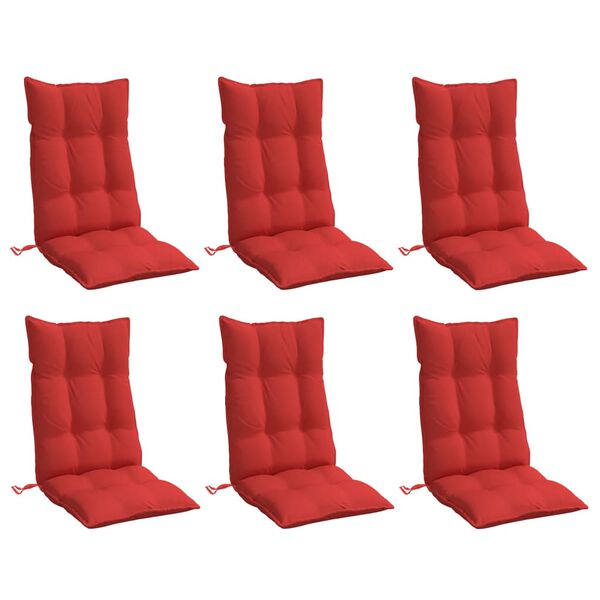 vidaXL Coussins de chaise &agrave; dossier haut lot de 6 rouge tissu oxford