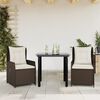 vidaXL Ensemble à manger de jardin 3 pcs et coussins marron poly rotin