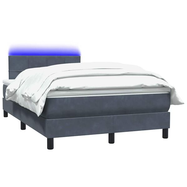vidaXL Sommier &agrave; lattes de lit et matelas et LED gris fonc&eacute; 120x220cm velours