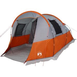 vidaXL Tente de camping tunnel 4 personnes gris et orange imperm&eacute;able
