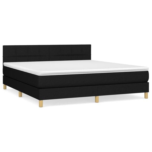 vidaXL Sommier &agrave; lattes de lit avec matelas Noir 180x200 cm Tissu