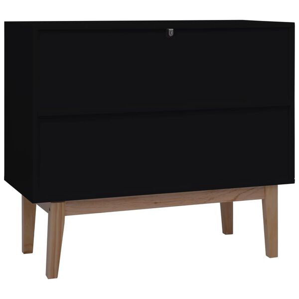 vidaXL Buffet noir 88,5x40x80 cm MDF et résine tressée