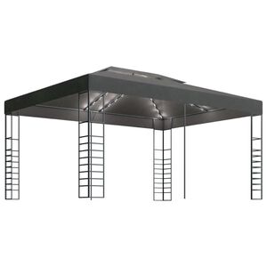 vidaXL Tonnelle avec guirlande lumineuse &agrave; LED 3x4 m Anthracite