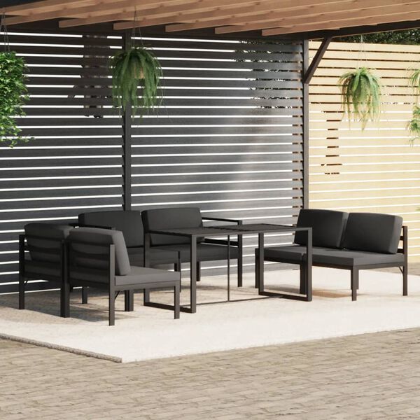 vidaXL Salon de jardin 7 pcs avec coussins Aluminium Anthracite