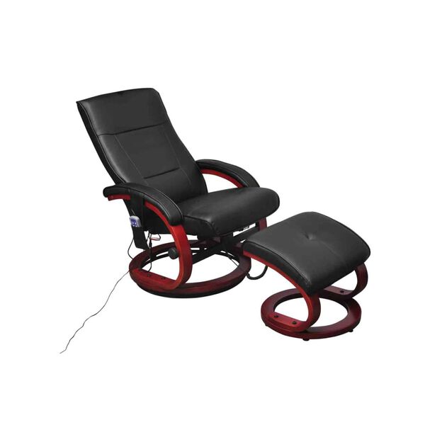 vidaXL Fauteuil de massage avec repose-pied Noir Similicuir