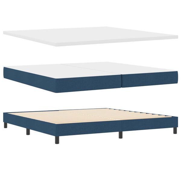 vidaXL Lit &agrave; ressorts avec matelas Bleu 200 x 200 cm Polyester