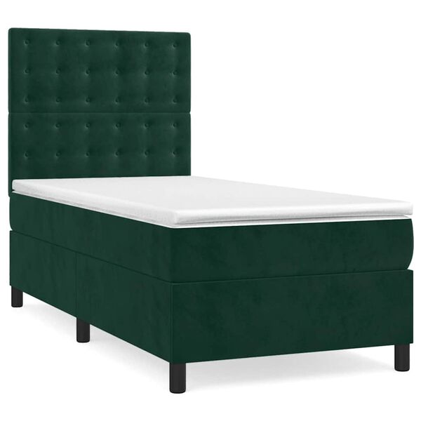 vidaXL Sommier &agrave; lattes de lit et matelas Vert fonc&eacute; 80x200 cm Velours