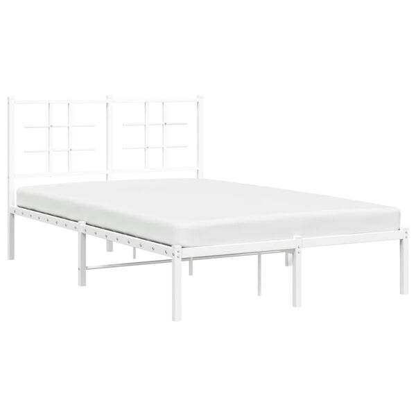 vidaXL Cadre de lit m&eacute;tal sans matelas et t&ecirc;te de lit blanc 120x190 cm
