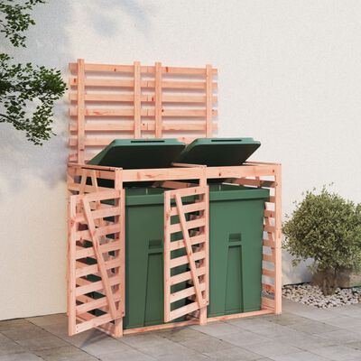 vidaXL Abri pour poubelle double sur roulettes bois massif douglas