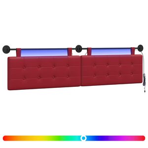 vidaXL T&ecirc;te de lit suspendue Avec lumi&egrave;re LED Bordeaux Simili cuir