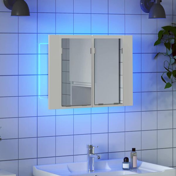vidaXL Armoire salle de bain &agrave; miroir LED Blanc 60x12x45 cm Acrylique