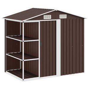 vidaXL Abri de jardin avec &eacute;tag&egrave;re Marron 205x130x183 cm Fer