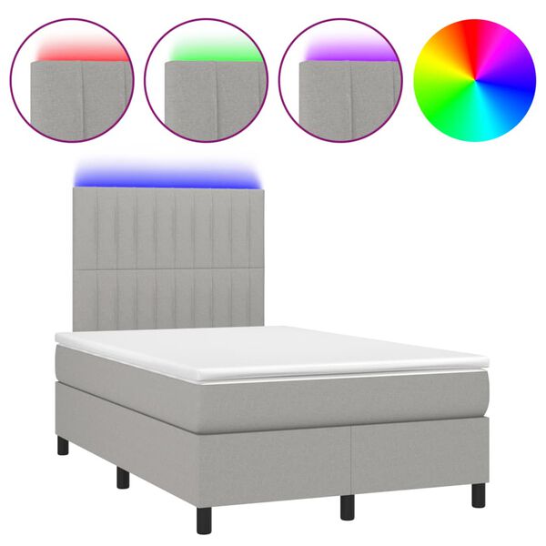 vidaXL Sommier &agrave; lattes de lit matelas LED gris clair 120x190 cm tissu