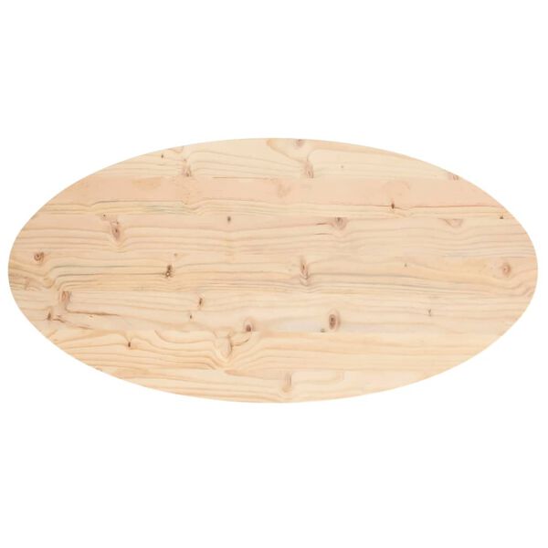vidaXL Plateau de table 90x45x2,5 cm Bois massif Pin Ovale