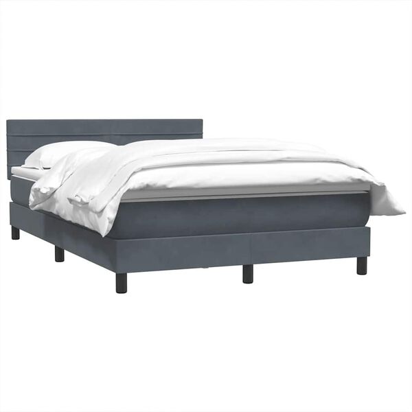 vidaXL Sommier &agrave; lattes de lit et matelas gris fonc&eacute; 140x220cm velours