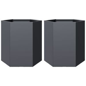 vidaXL Jardini&egrave;res 2 pcs anthracite hexagone 46x40x45 cm acier