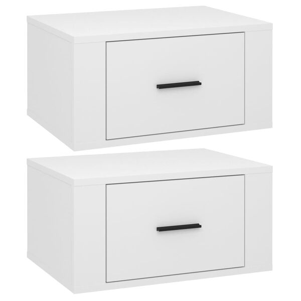 vidaXL Tables de chevet murales 2 pcs Blanc brillant 50x36x25 cm