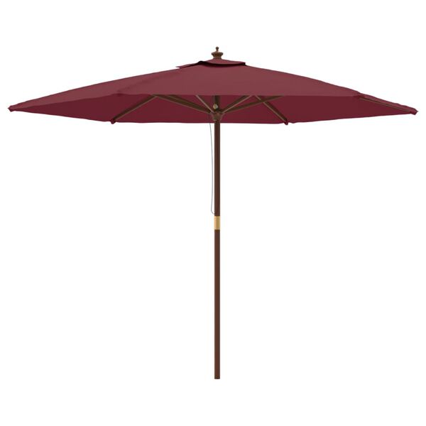 vidaXL Parasol de jardin avec m&acirc;t en bois rouge bordeaux 299x240 cm