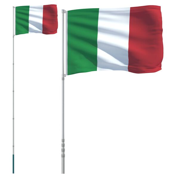 vidaXL Drapeau de l'Italie et m&acirc;t 5,55 m Aluminium